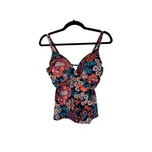 Captiva by Christina Floral Underwire Tankini Top Size Large